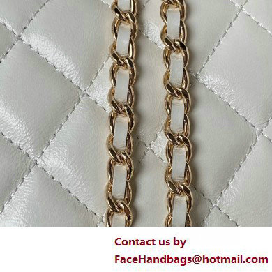 Chanel Shiny Crumpled Lambskin, Imitation Pearls  &  Gold-Tone Metal Clutch with Chain Bag AP3803 White 2025